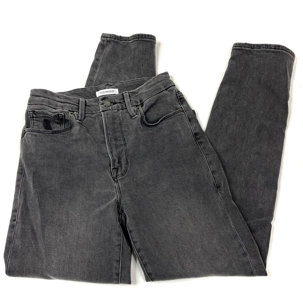 Good American Stone Black 99% Cotton High Waist Skinny Jeans Womens 2/26